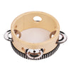 Compact Wooden Hand Tambourine with Metal Jingles