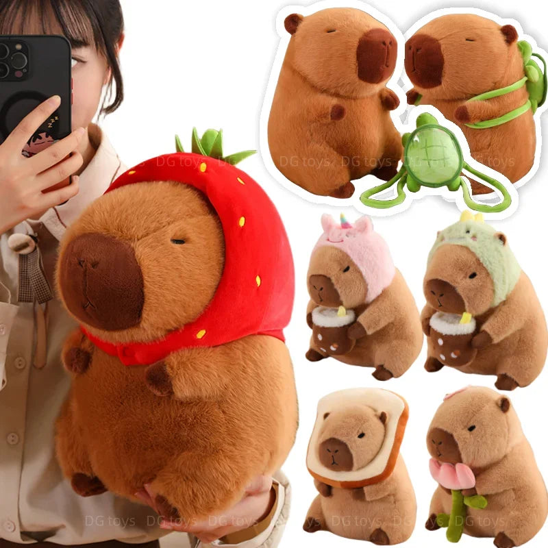 Cute Turtle Backpack Capybara Plush Toy Set
