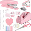 Macaron Office Desk Accessories Kit with Stapler, Tape Dispenser, and Scissors