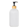 Refillable Matte Black Soap Dispenser with Wooden Tag