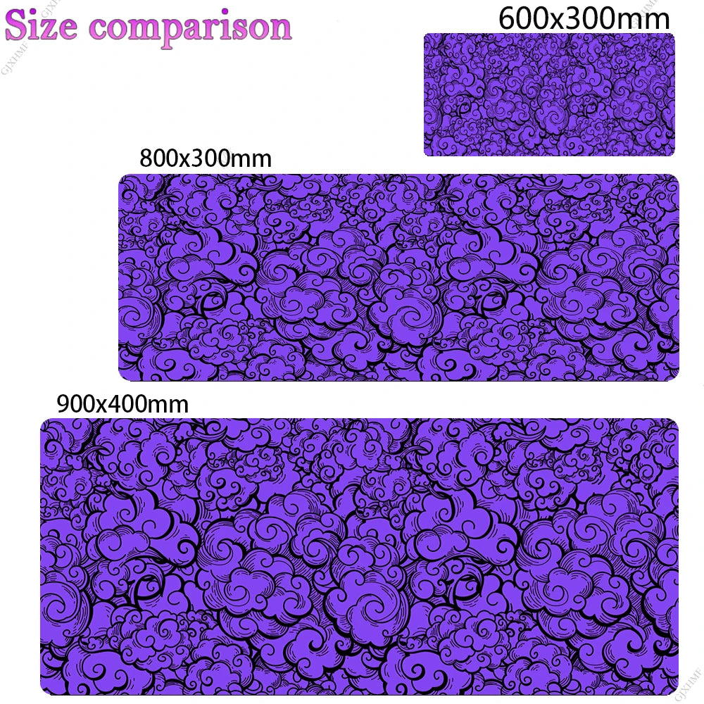 Large Cloud Pattern Desk Mat with Stitched Edges