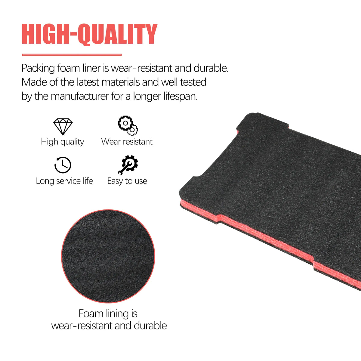 Black foam lining insert for a tool box, showing its durable and wear-resistant material.