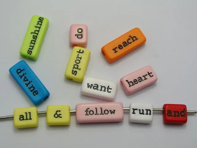 Assorted Inspirational Word Beads for Jewelry Making