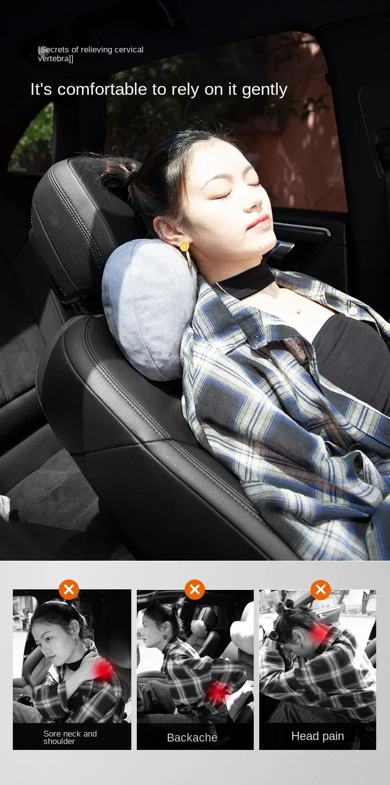 Premium Car Headrest Neck Support Pillow