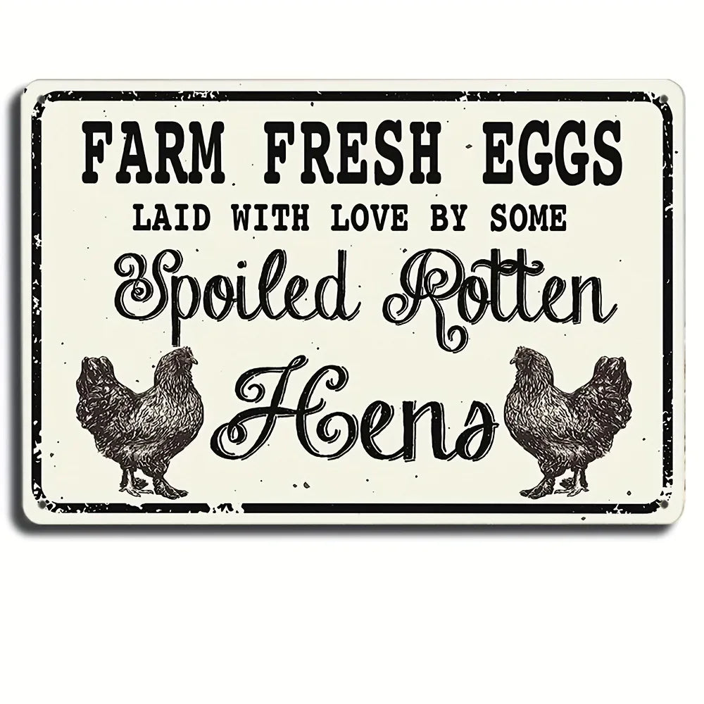 Retro Funny Chicken Farm Metal Sign for Kitchen and Coop