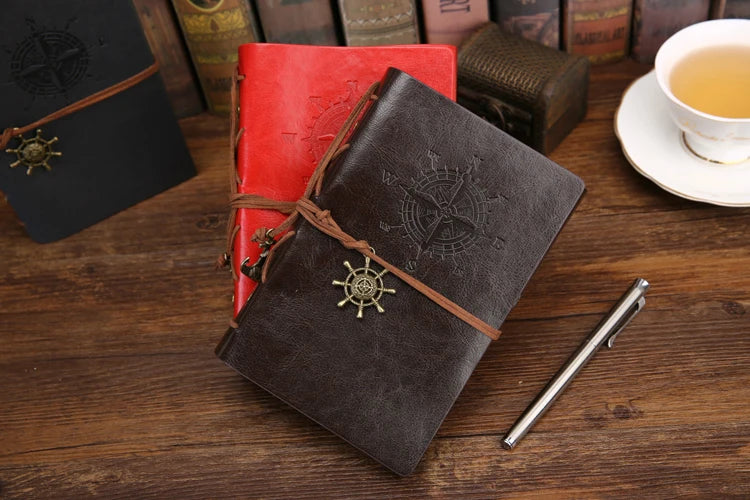Vintage PU Leather Spiral Journal – Traveler's Notebook with Anchor Design