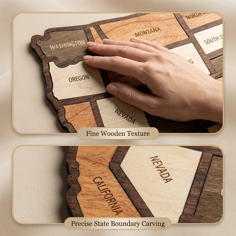 Wooden US Travel Map Puzzle Wall Art
