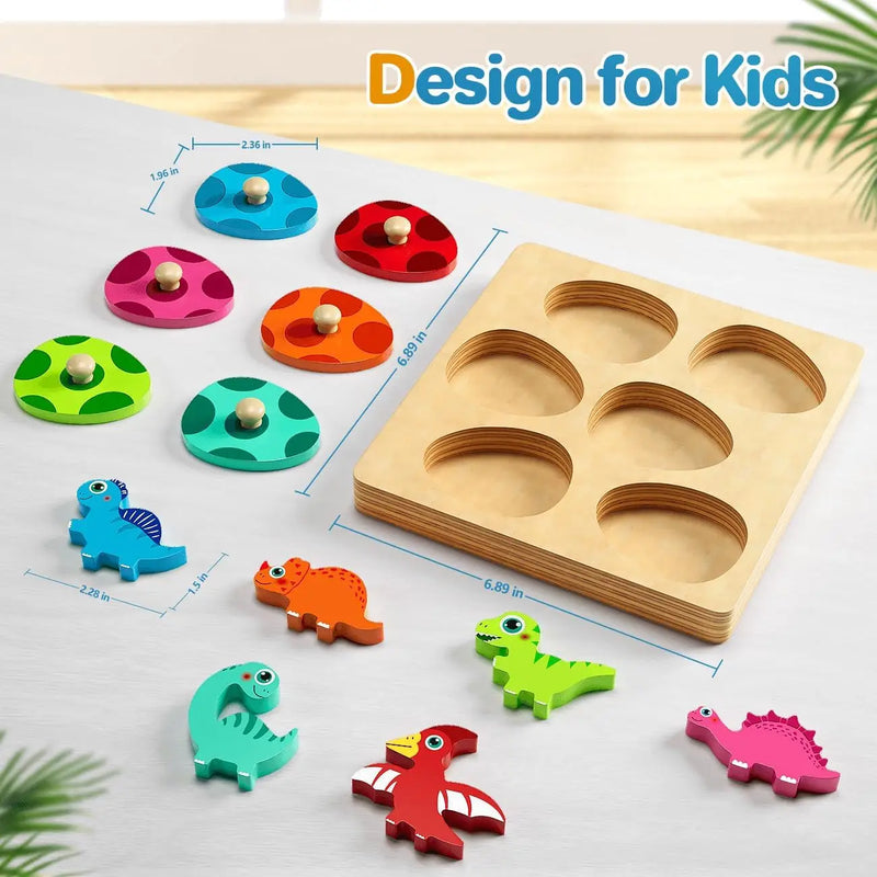 Dinosaur Egg Peg Puzzle - Montessori Learning Toy