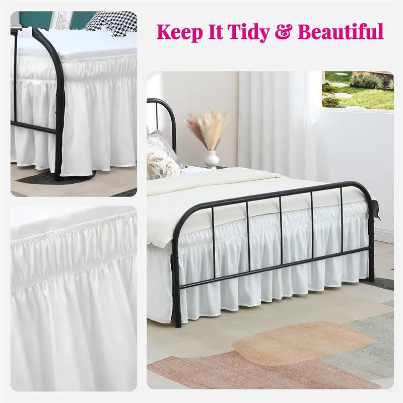 Ruffled Bed Skirt with Split Corners and Elastic Wrap