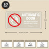 Ten pack of automatic door safety decals featuring a hand symbol and warnings for drivers.