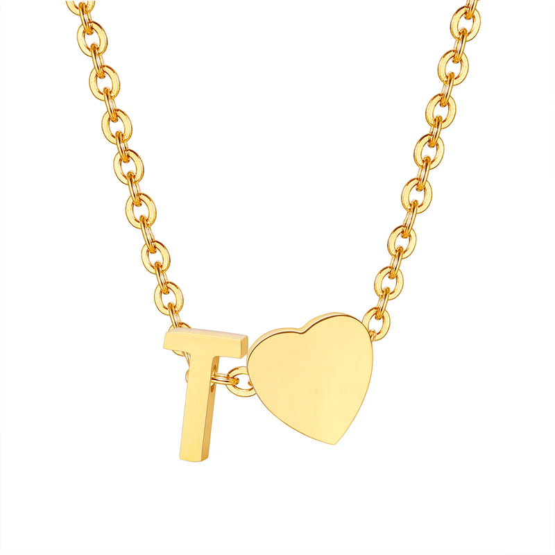 Dainty Heart Initial Necklace