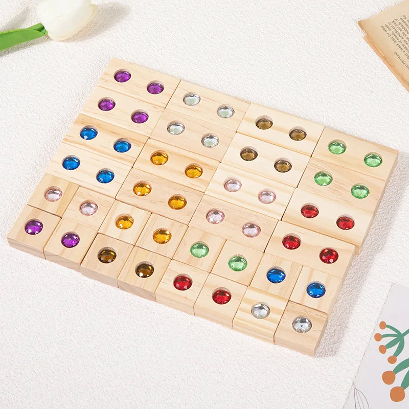 Rainbow Wooden & Acrylic Stacking Blocks Set
