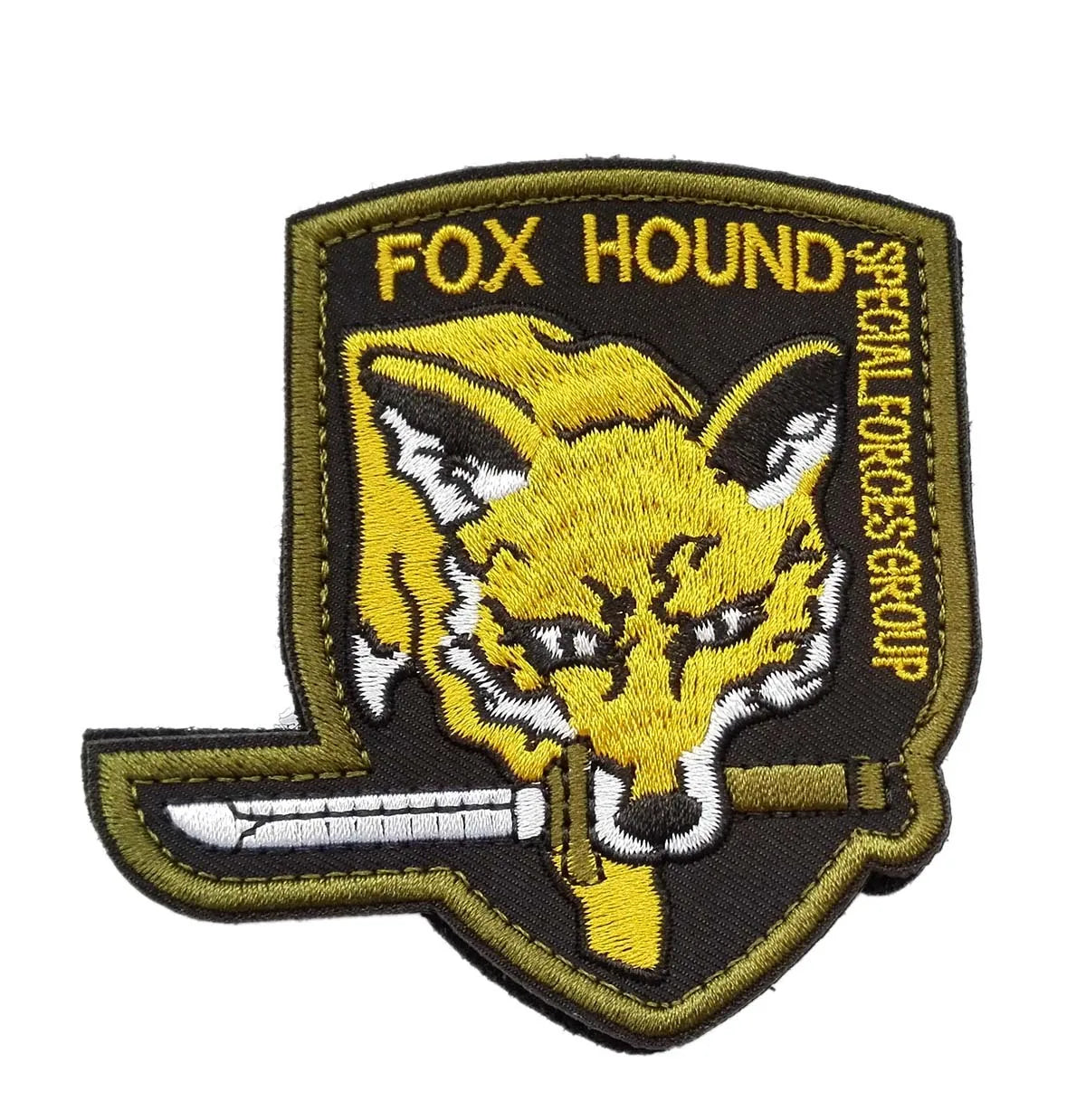 Embroidered patch featuring a yellow fox head with white markings and the text FOX HOUND SPECIAL FORCES GROUP on a black back