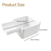 White washing machine drain funnel and overflow guard with drip pan showing various dimensions.