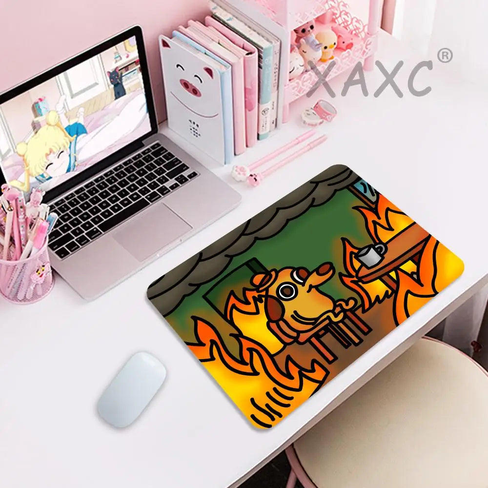 This Is Fine Dog Gaming Mousepad Desk Mat