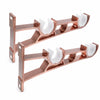 A pair of rose gold heavy duty double curtain rod brackets for wall mounting, designed to fit 1 to 1.2 inch rods.