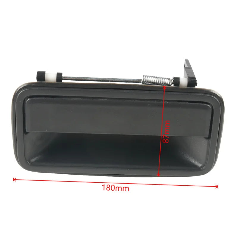 Black front exterior door handles for Chevy, GMC, and Cadillac trucks and SUVs with spring mechanism.