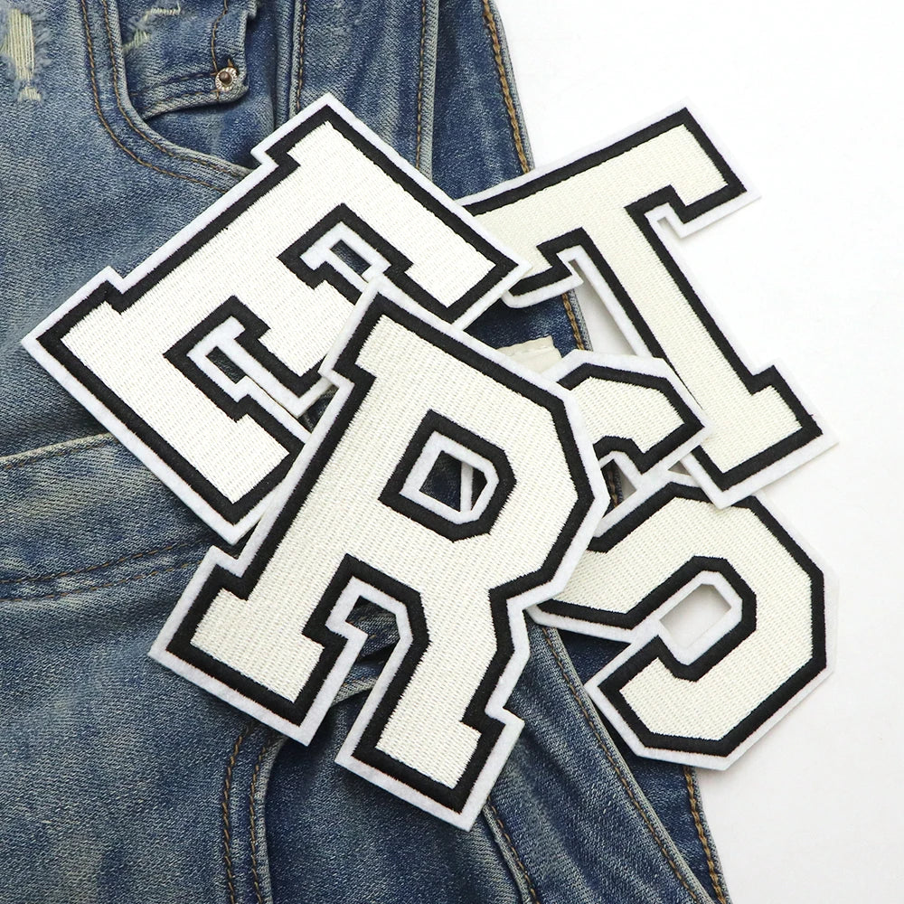 Large White Letter Patch for DIY Clothing Customization