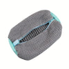 A gray and teal durable shoe washing bag with a mesh interior.