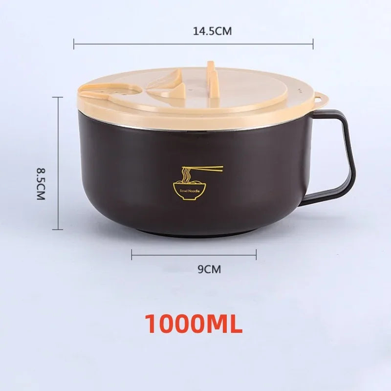 Tazón de Ramen de Acero Inoxidable 304 con Tapa