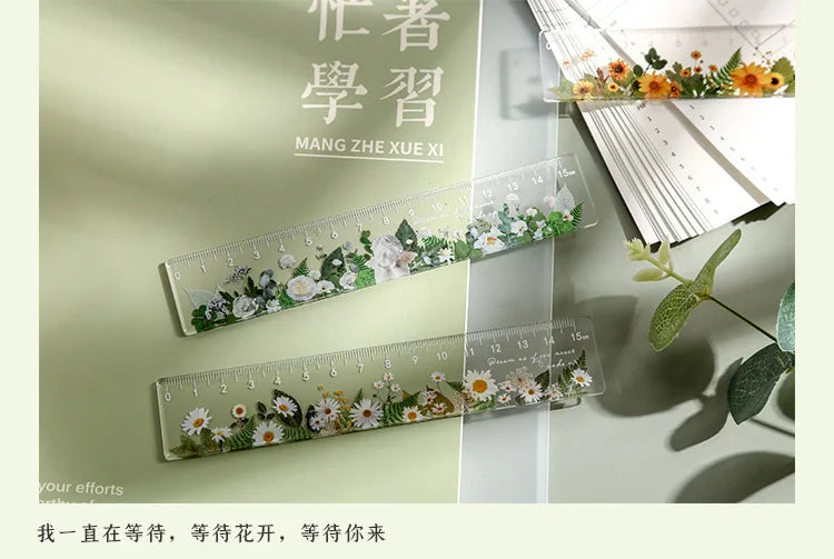 15cm Floral Design Ruler - Daisy & Rose Pattern Measuring Tool