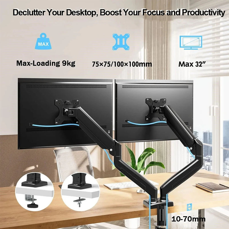 Dual Monitor Desk Mount with Full Motion Arms