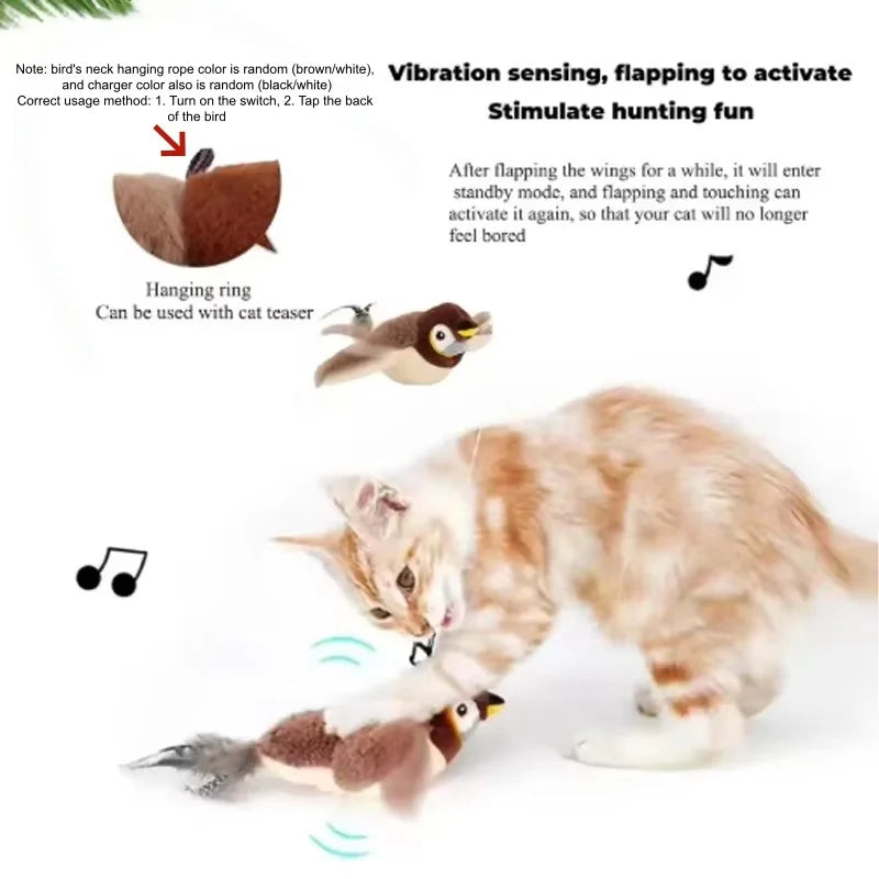 Interactive Chirping Bird Plush Toy for Cats