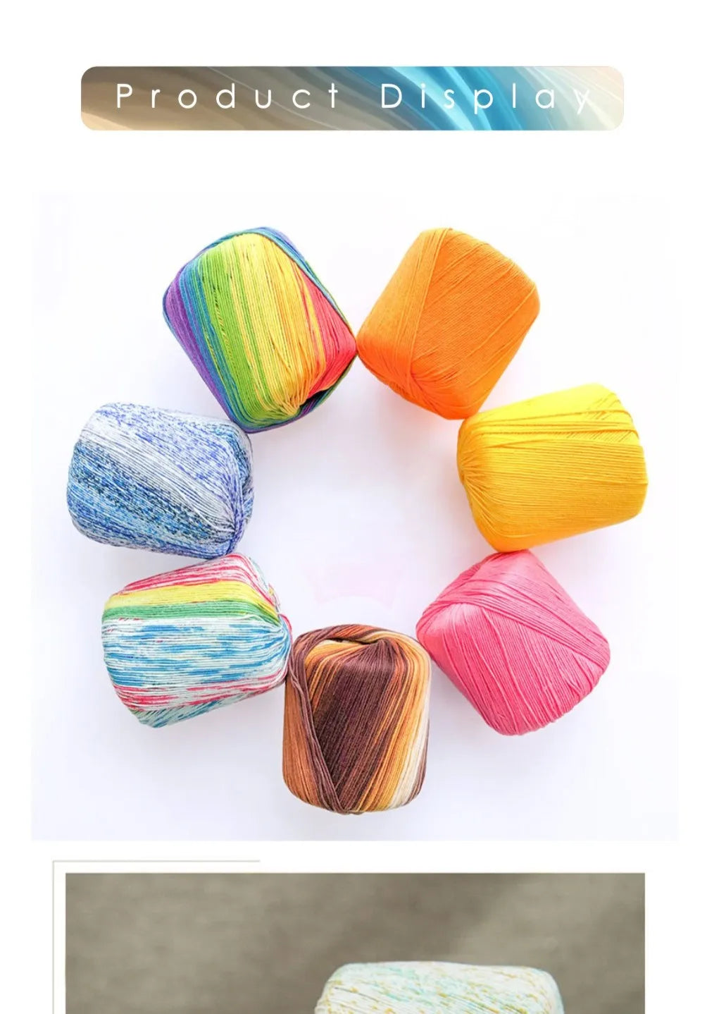 Pearl Rainbow Gradient Cotton Yarn - Soft Hand Knitting Thread