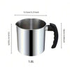 A stainless steel wax melting pitcher with a black heat-resistant handle, measuring 13.5cm in diameter and 12cm high.