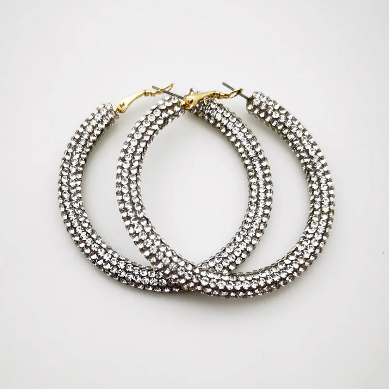 Rainbow Crystal Hoop Earrings