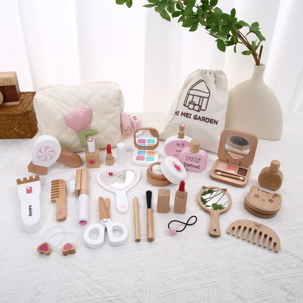 Wooden Makeup Toy Set for Kids Pretend Play