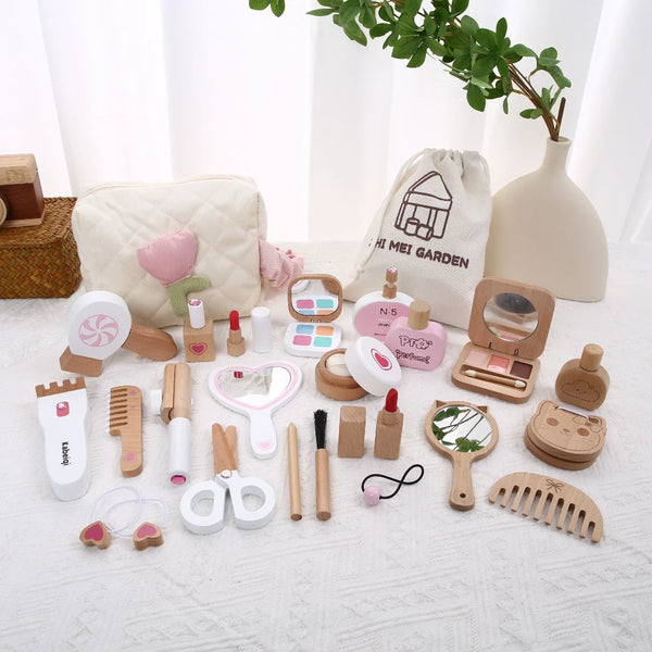 Wooden Makeup Toy Set for Kids Pretend Play