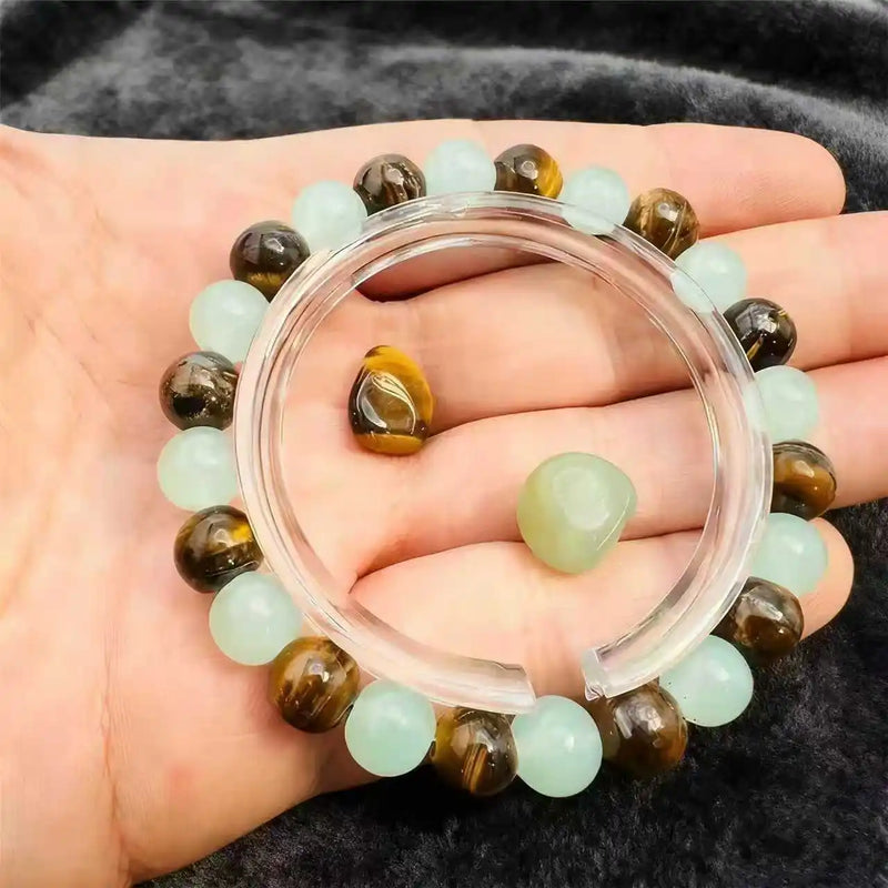 Yellow Tiger Eye and Green Aventurine Stone Bracelet