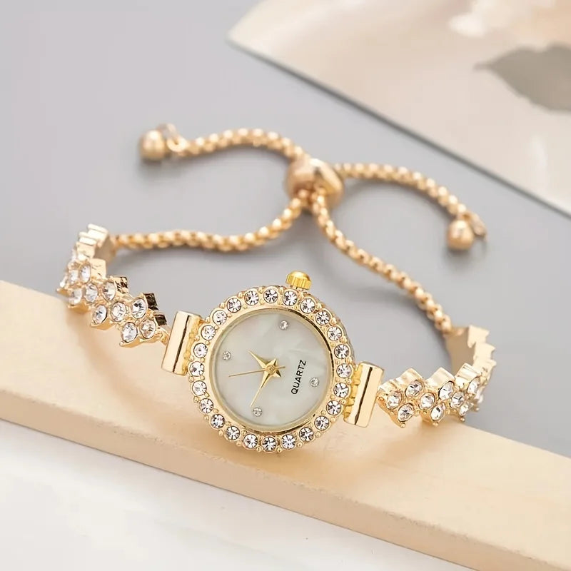 Elegante Quarzuhr mit Gold-Strassarmband