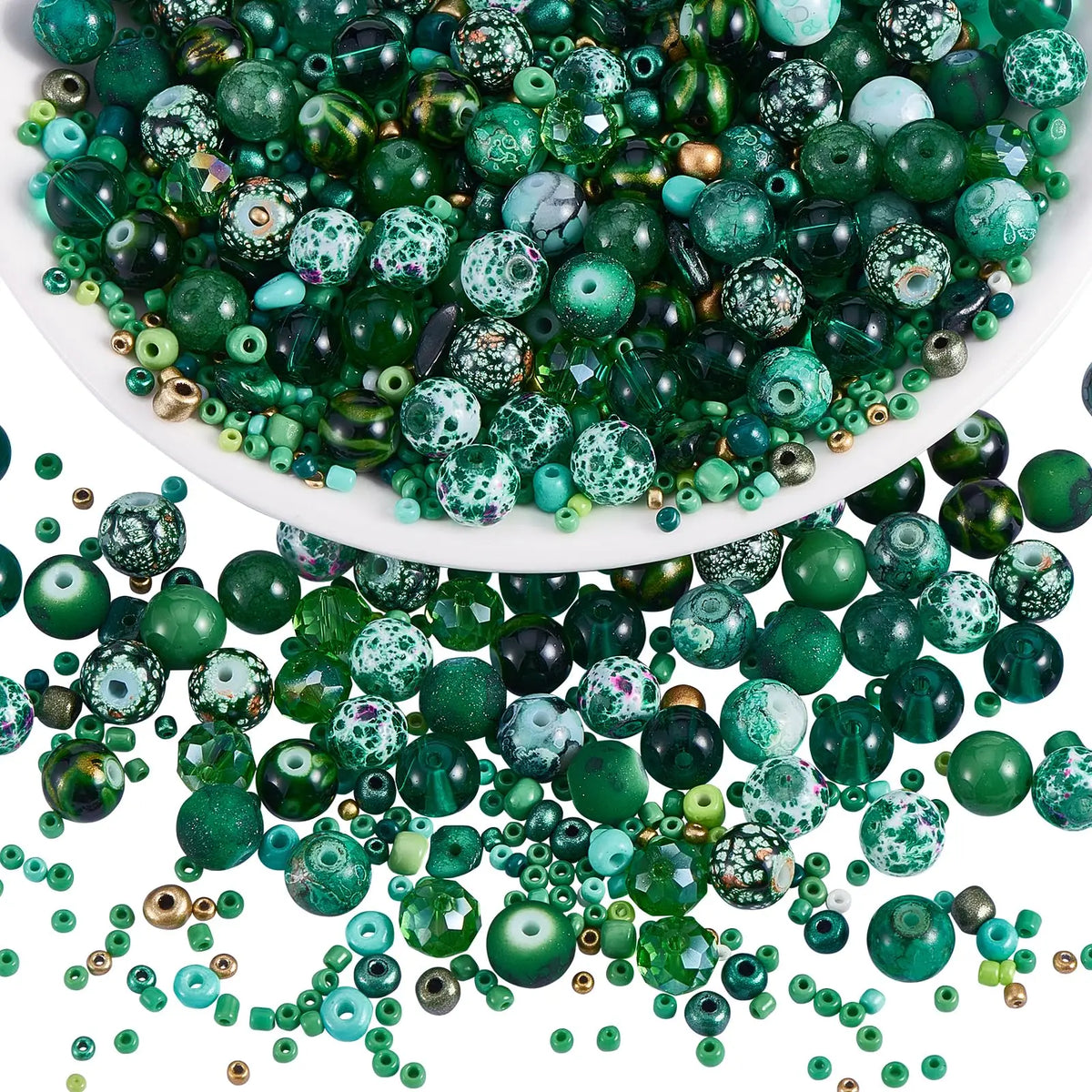 Mixed Size Green Czech Glass Seed Beads for Jewelry Making