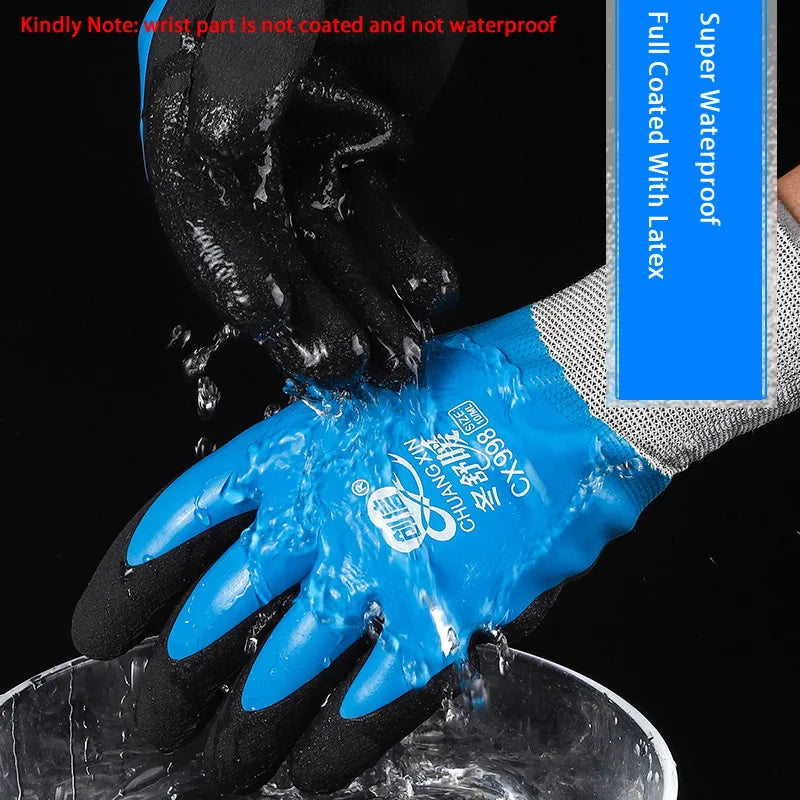 Winter Waterproof Thermal Work Gloves with Anti-Slip Latex Grip