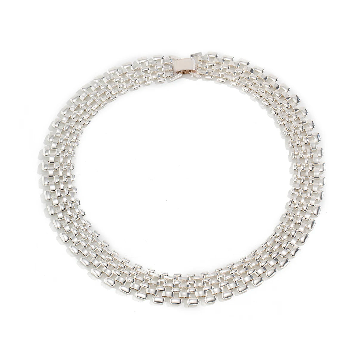 Set de collier et bracelet cubain à maillons épais argentés