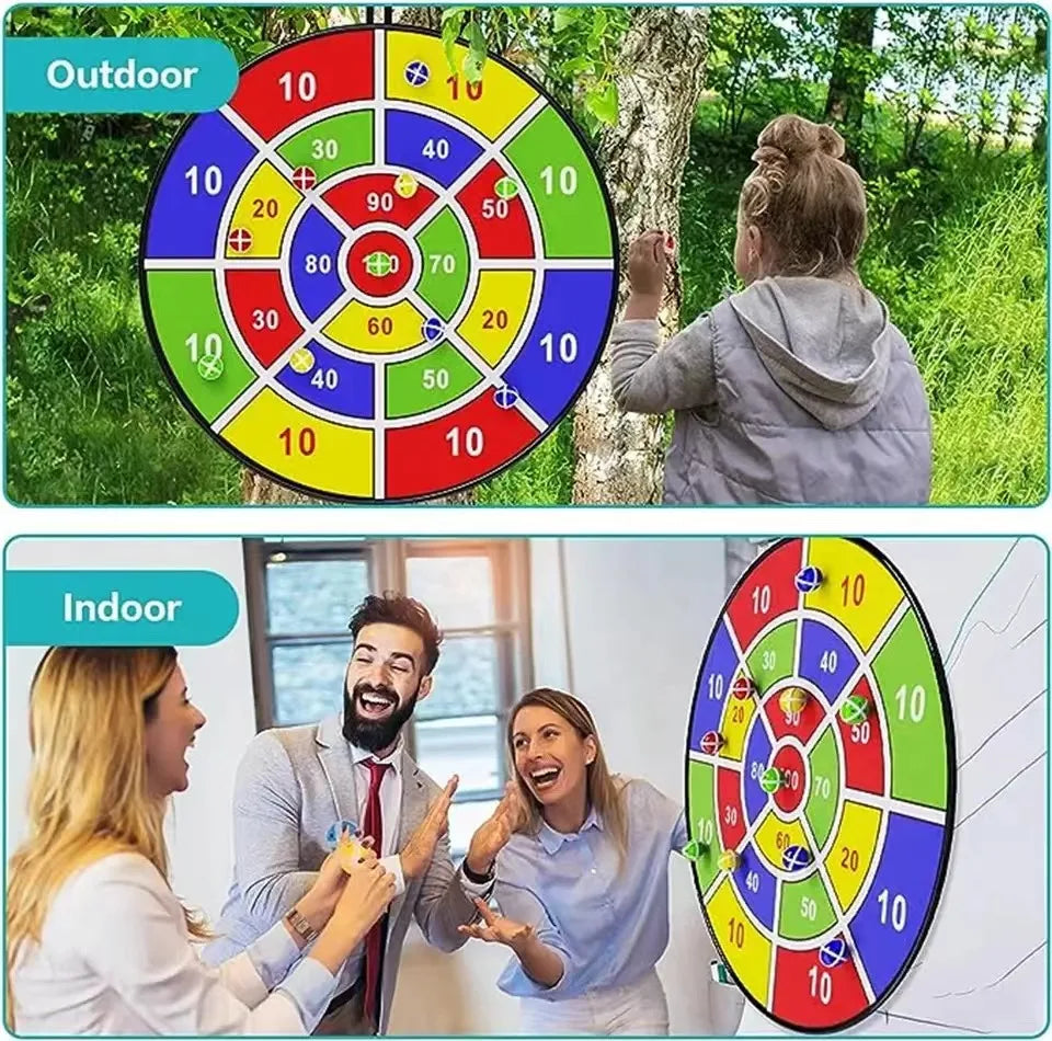 Sticky Ball Dart Board Set for Kids – Double-Sided Educational Family Game