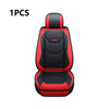 One piece of black and red leather car seat covers with a headrest.