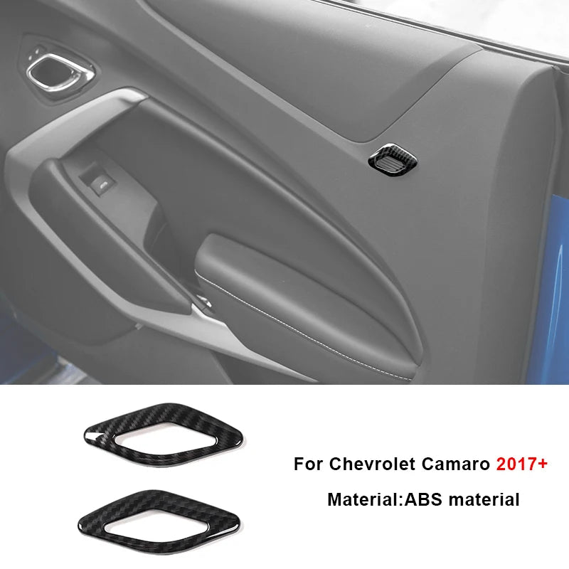 Carbon fiber interior trim kit for Chevrolet Camaro 2017+ featuring a black patterned trim piece.