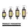 A set of Canbus LED festoon bulbs for car interior and license plate lights shown with various dimensions.