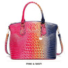 Vintage Croc-Embossed Structured Satchel Handbag