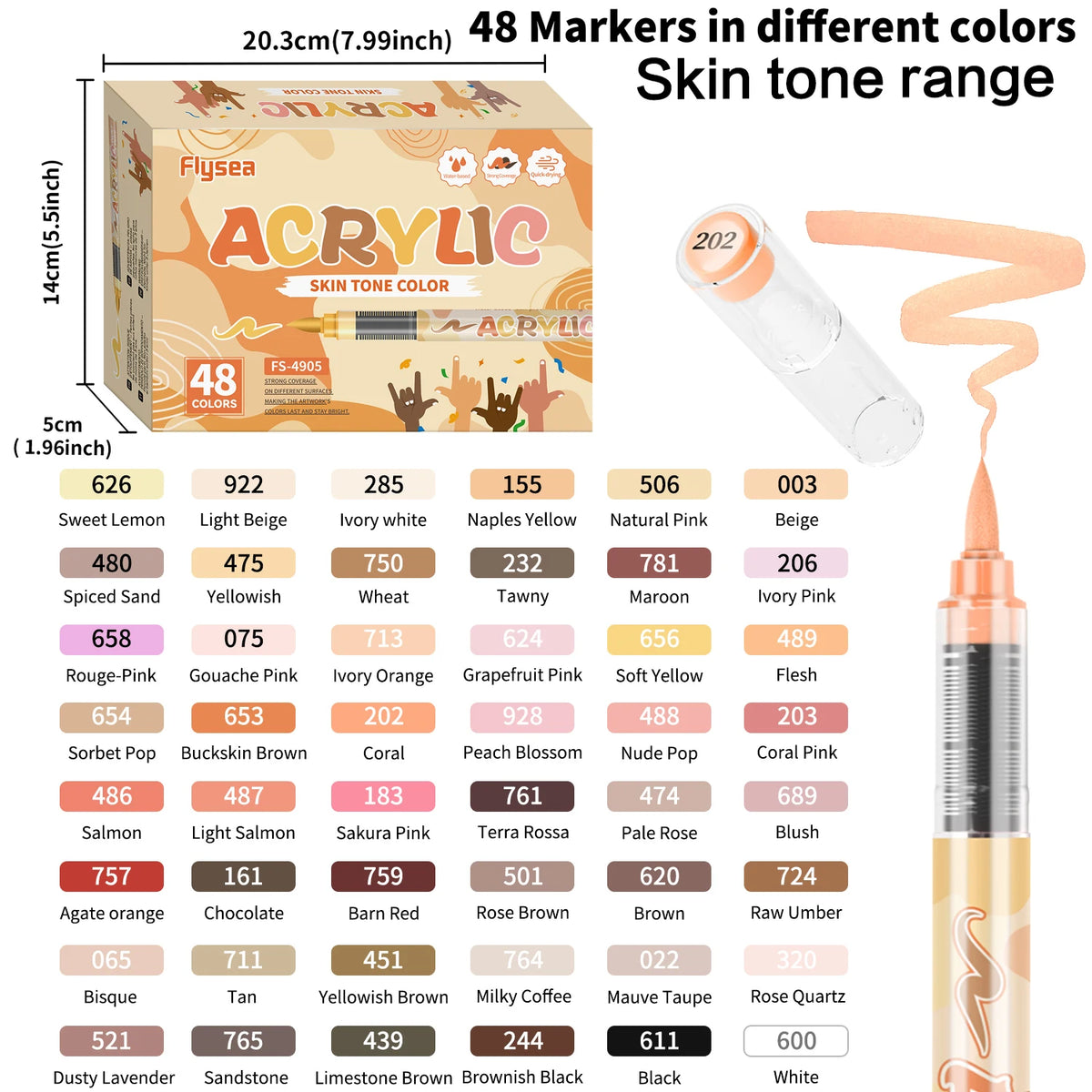 Skin Tone Acrylic Paint Markers, Soft Brush Tip for Portraits & Crafts