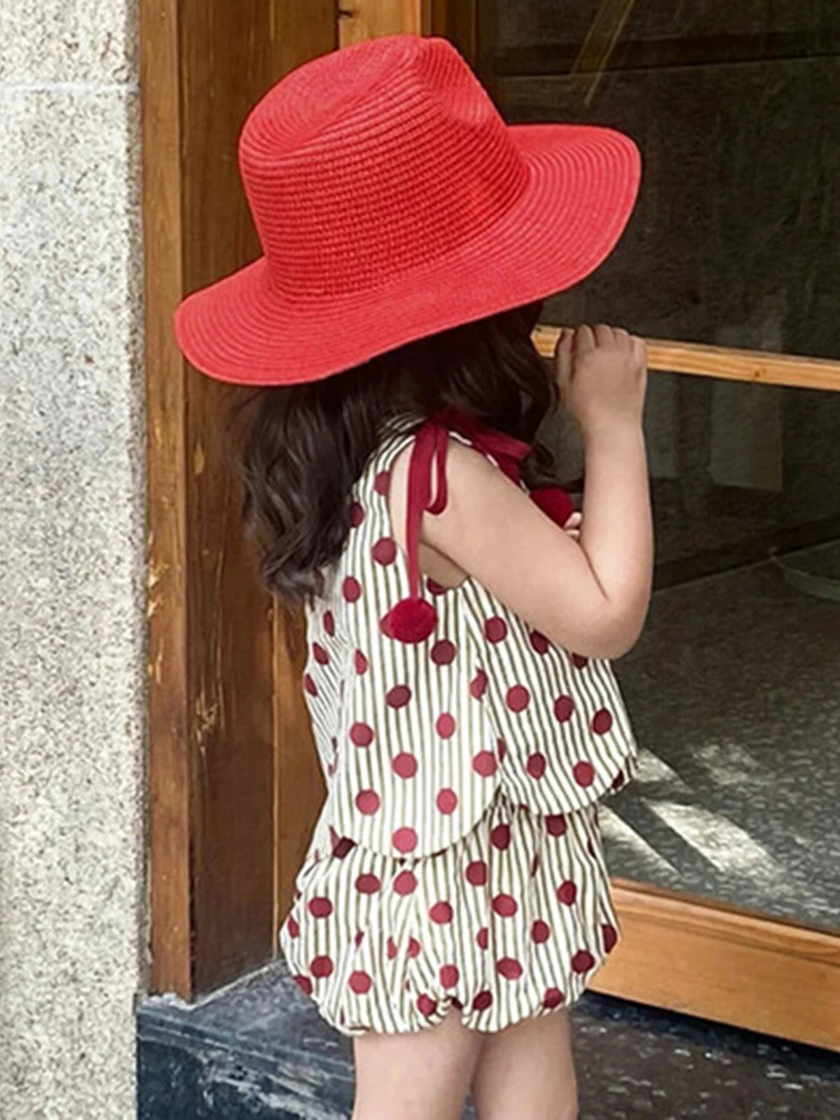 Girls' Sleeveless Dot Print Tank Top and Lantern Shorts Set