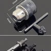 A drill chuck assembly showing a 1.5-13mm mount thread and various adapter options.