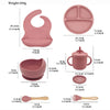 Complete Silicone Baby Tableware Set with Suction Plate and Utensils
