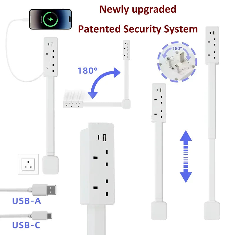 Rotating Wall Outlet Extender with Adjustable Arm