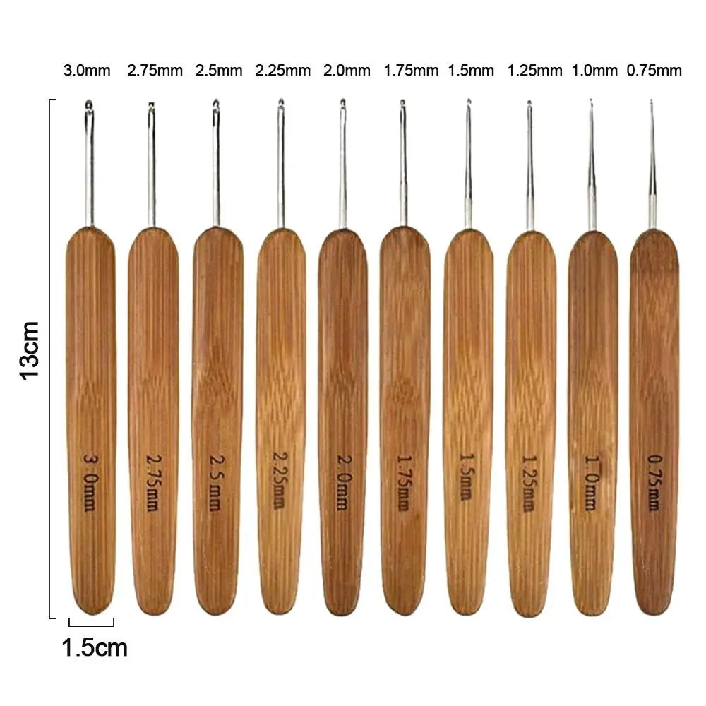 Bamboo Handle Crochet Hook Set with Ergonomic Grip