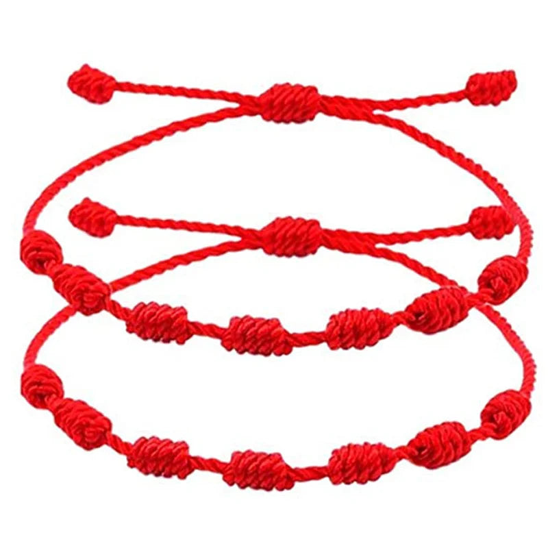 Hand-Woven Red Friendship Bracelet Set