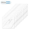 A set of ten white marble tile stickers for kitchen and bathroom decor.